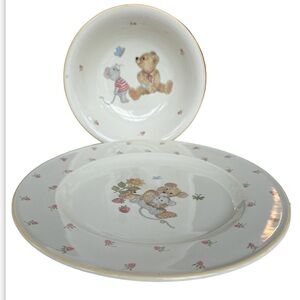 Vintage Mikasa TEDDY Bear Children's Dinner Place Setting Plate Bowl